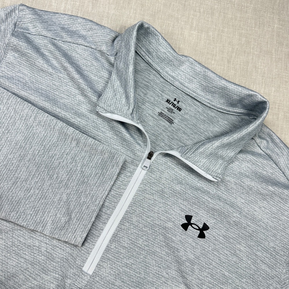 Under Armour Pullover Mens XL Gray Quarter Zip Tech Performance 1382184